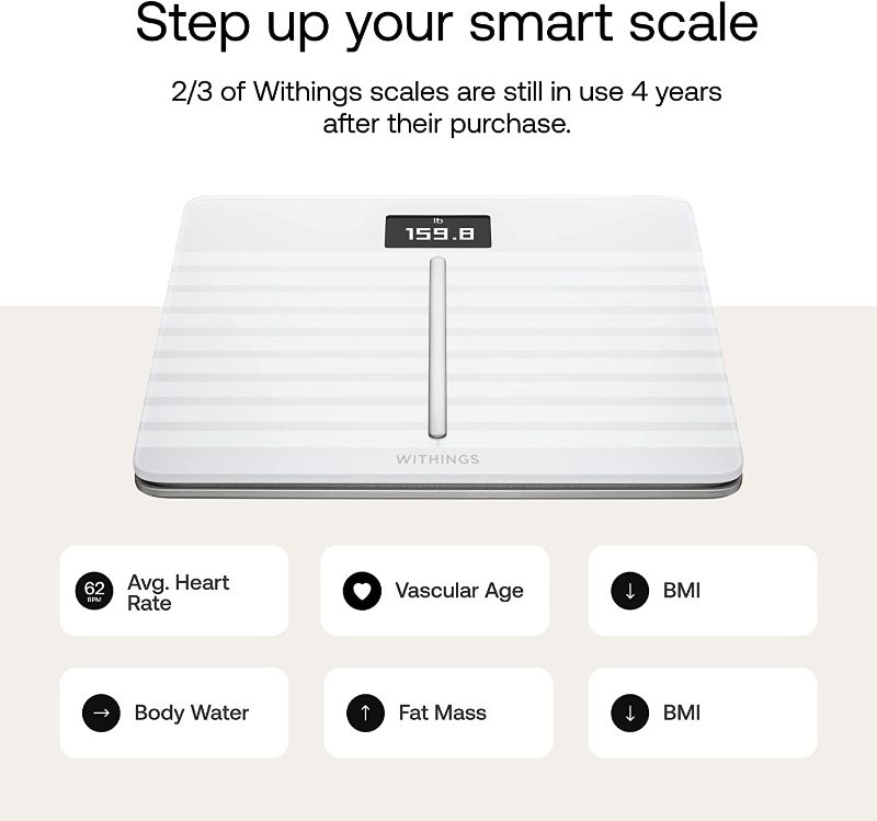 Photo 1 of [New] Withings Body Cardio – Premium Wi-Fi Body Composition Smart Scale, Tracks Health - App Sync via Bluetooth or Wi-Fi

