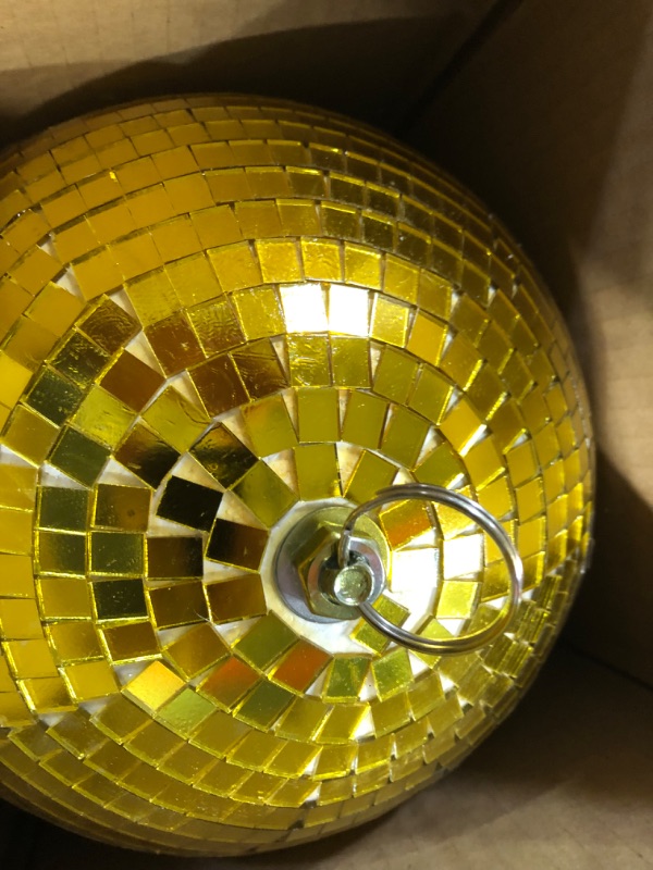 Photo 4 of [Brand New] Mirror Ball, 8 inch Reflective Light Dance Disco Balls with Hanging Ring for DJ Club Party (8 inch, Gold)