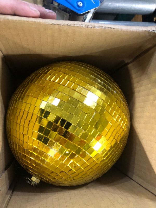 Photo 2 of [Brand New] Mirror Ball, 8 inch Reflective Light Dance Disco Balls with Hanging Ring for DJ Club Party (8 inch, Gold)
