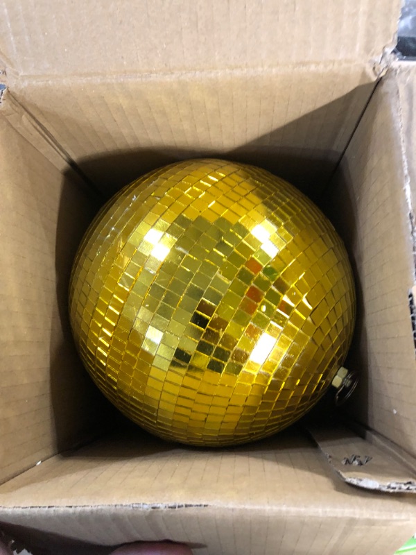 Photo 3 of [Brand New] Mirror Ball, 8 inch Reflective Light Dance Disco Balls with Hanging Ring for DJ Club Party (8 inch, Gold)