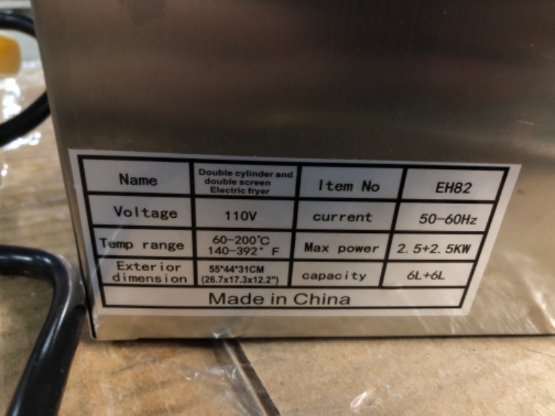 Photo 5 of **FOR PARTS, SEE NOTES** ROVSUN 22.8QT Electric Deep Fryer w/ 2 Baskets & Lids, 21.6L Stainless Steel Commercial Double Fryer