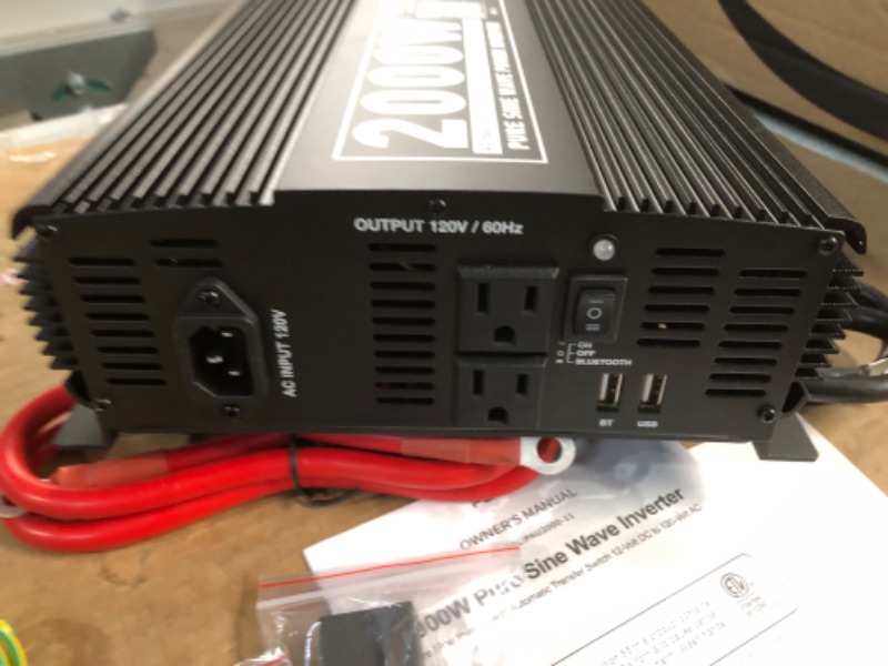 Photo 2 of POTEK 2000W Pure Sine Wave Inverter with Automatic Transfer Switch 12V DC to 120V AC and Bluetooth 2000W-PSW