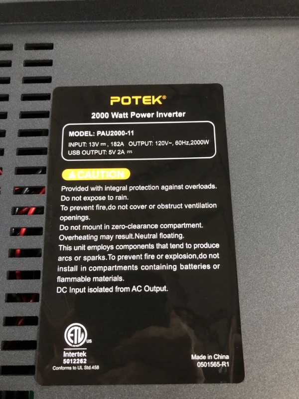 Photo 6 of POTEK 2000W Pure Sine Wave Inverter with Automatic Transfer Switch 12V DC to 120V AC and Bluetooth 2000W-PSW