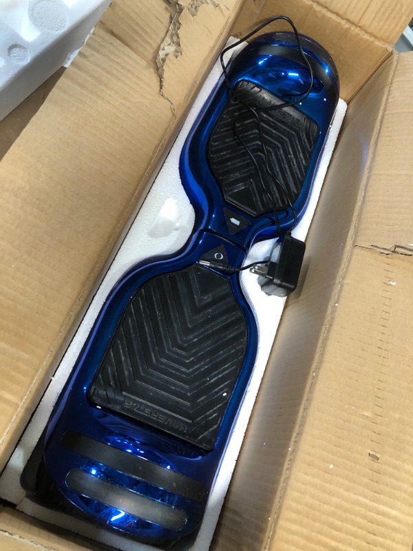 Photo 5 of Hoverboard All-Terrain LED Flash Wide All Terrian Wheel with Bluetooth Speaker Dual LED Light Self Balancing Wheel Electric Scooter Chrome Blue