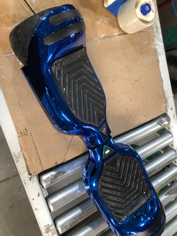 Photo 3 of Hoverboard All-Terrain LED Flash Wide All Terrian Wheel with Bluetooth Speaker Dual LED Light Self Balancing Wheel Electric Scooter Chrome Blue