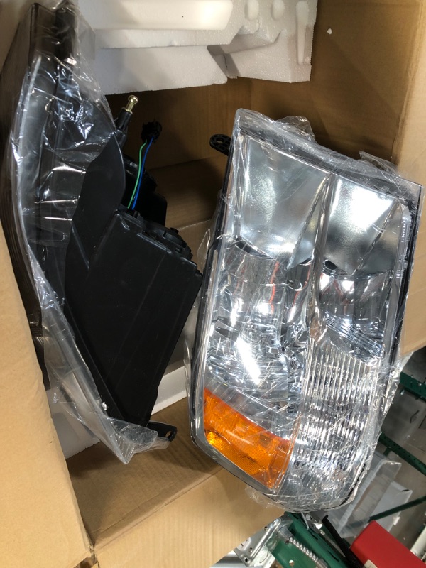 Photo 4 of **USED BUT APPEARS NEW**  AS Headlight Assembly Compatible with 2009-2018 Dodge Ram 1500 2010-2018 Dodge Ram 2500/3500 Pickup QUAD Chrome Housing Driver and Passenger Side