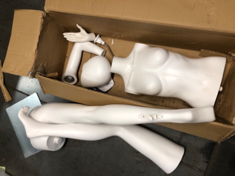 Photo 3 of **SEE NOTES** Female Mannequin Dress Form Manikin Body 69 Inches Adjustable Maniquins Dress Model Full Body Plastic Detachable Manequins Stand Metal Base Metal Connector White 69 inch