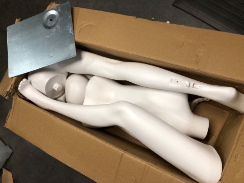 Photo 2 of **SEE NOTES** Female Mannequin Dress Form Manikin Body 69 Inches Adjustable Maniquins Dress Model Full Body Plastic Detachable Manequins Stand Metal Base Metal Connector White 69 inch