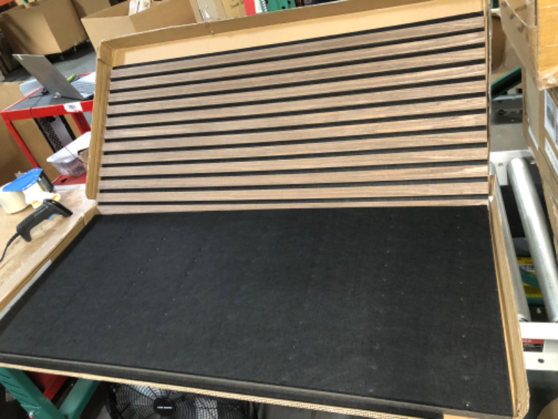 Photo 3 of **USED BUT APPEARS NEW**  Acoustic Wood Wall Panels Slat Panel for Wall with Foam 2PCS Smoky 43.3IN Hight