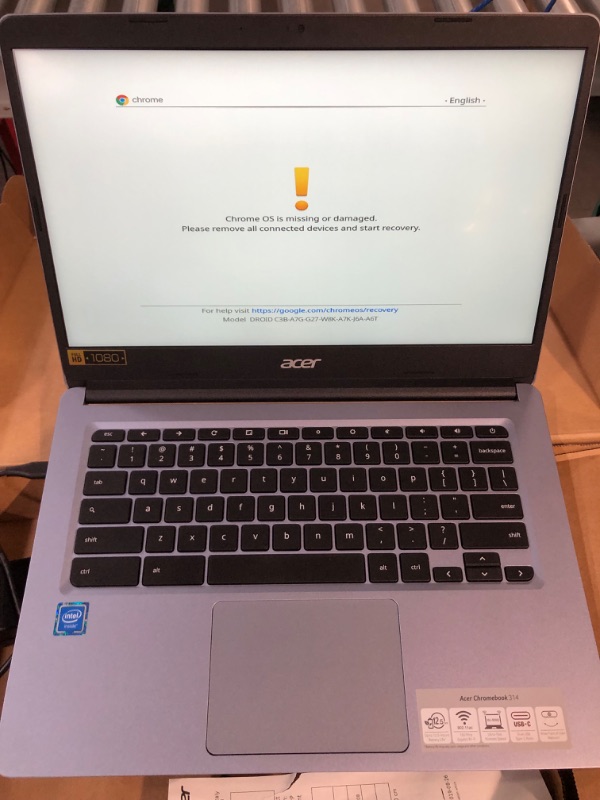 Photo 4 of **NO OPERATING SYSTEM, SEE PHOTOS**  Acer Chromebook 14" Chromebook - Full HD - 1920 X 1080 - Intel Celeron N4020 Dual-core (2 Core) 1.10 Ghz