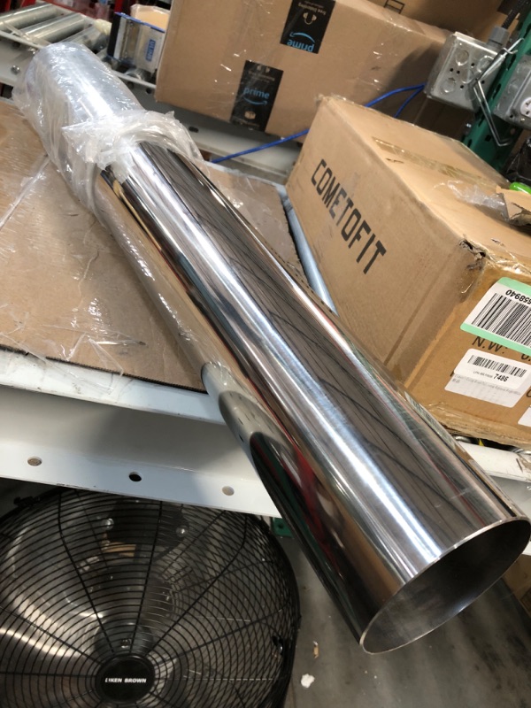 Photo 2 of **USED BUT APPEARS NEW**  FGJQEFG 4 Inch Straight DIY Custom Mandrel Exhaust Pipe Tube Pipe, 30 Inch Length, 4'' OD Mandrel Straight Pipe, T304 Stainless Steel, Universal Fitment - 1PC 