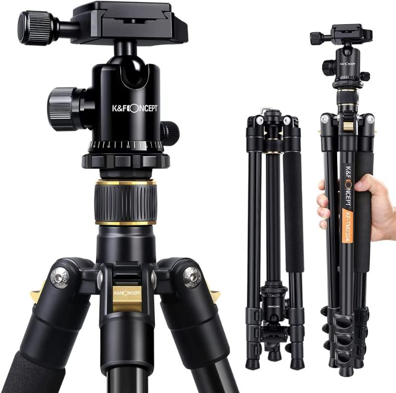 Photo 1 of SEE NOTES***
K&F Concept 64''/162cm DSLR Tripod,Lightweight and Compact Aluminum Camera Tripod with 360 Panorama Ball Head Quick Release Plate 