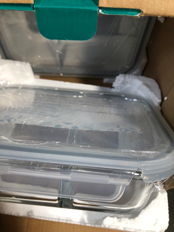 Photo 3 of  8 Pack Glass Meal Prep Containers 3 Compartment, 36oz Grey