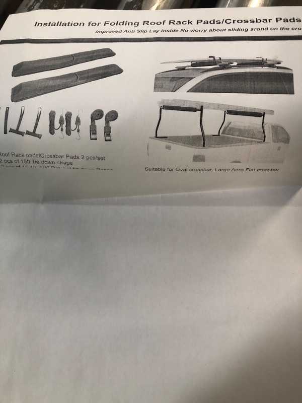 Photo 2 of Alfa Gear No Color Fading No Scratch Crossbar Pads for Kayak/Canoe/SUP/Knee Board/Surfboard/Ladders with Hood & Trunk and Ratchet tie Down Rope Size 34" Narrow Version Narrow 34" Long Kit 1