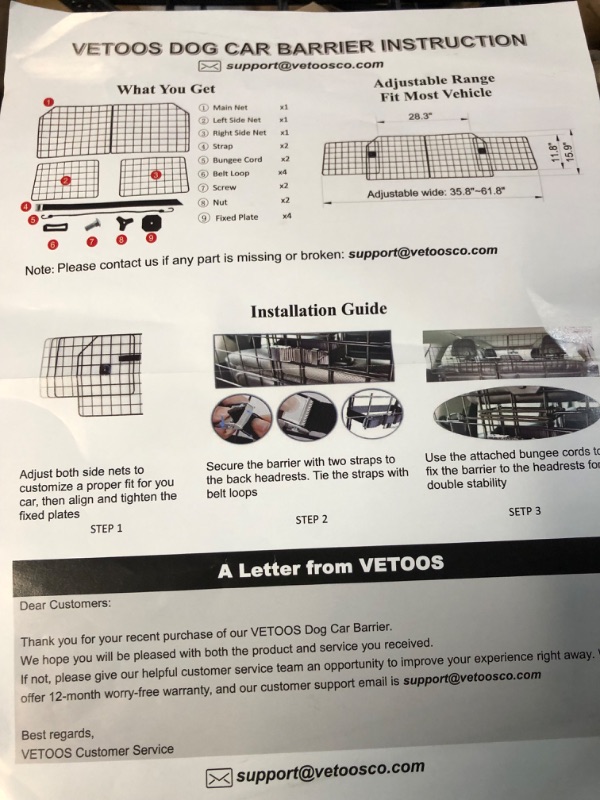 Photo 2 of Vetoos Car SUV Dog Barrier, Vehicles Pet Divider Gate for Trunk Cargo Area 