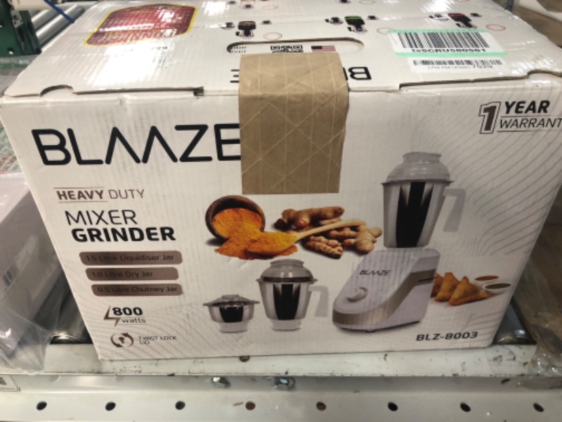 Photo 2 of BLAAZE 110V Powerful 800W Mixer Grinder w/ 3 Stainless Steel Jars & Blades ***NOT TESTED***