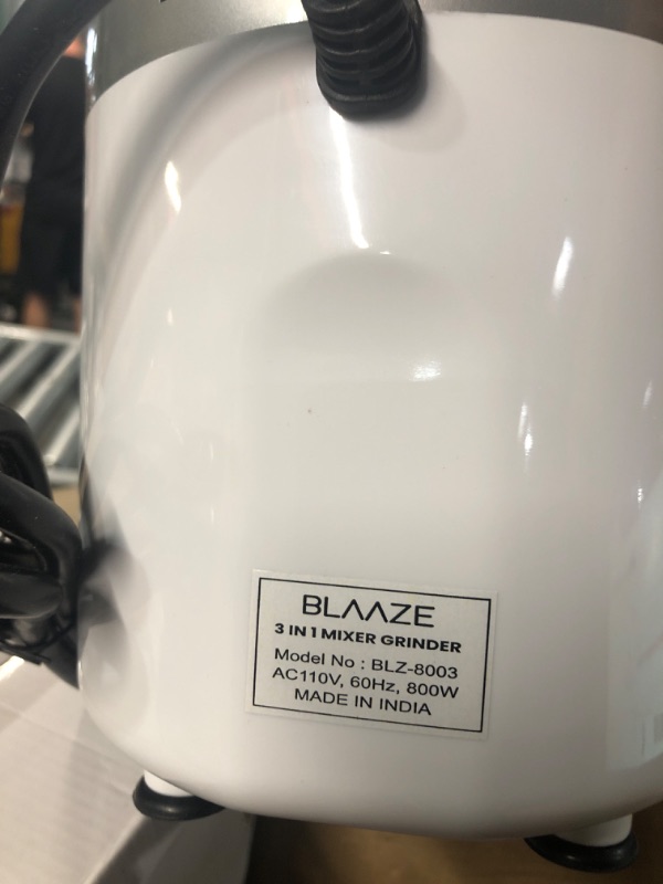 Photo 6 of BLAAZE 110V Powerful 800W Mixer Grinder w/ 3 Stainless Steel Jars & Blades ***NOT TESTED***