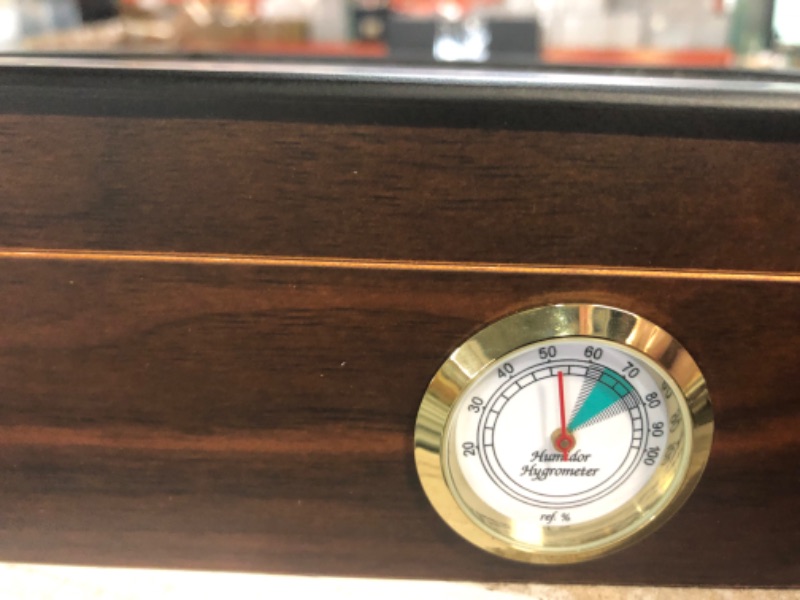 Photo 8 of Bald Eagle Handmade Cigar Humidor, Cedar Cigar Desktop Box with Humidifier and Hygrometer, Glass Top 