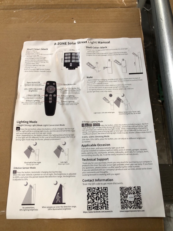 Photo 2 of A-ZONE 800W Solar Street Lights Outdoor Waterproof, 80000LM ***TURNS ON***
