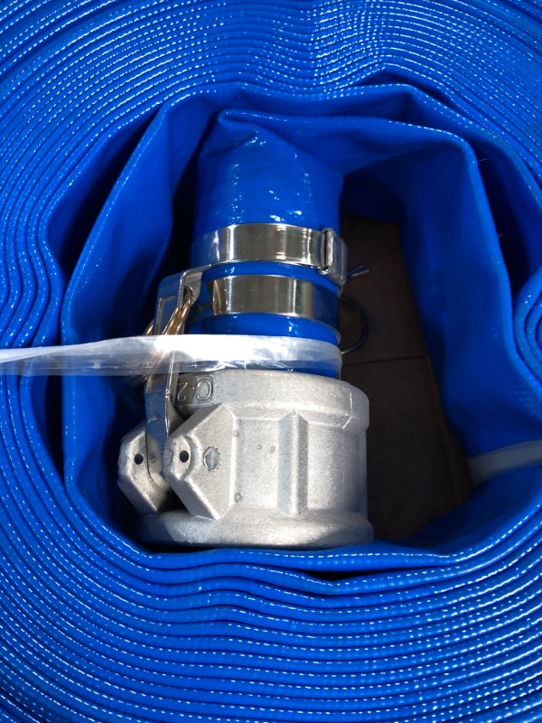 Photo 3 of 2" x 50' Blue PVC Backwash Hose with Camlock C and E Fittings