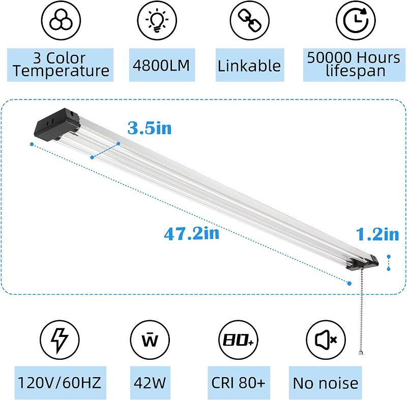 Photo 1 of 4FT LED Shop Lights,42W 4800LM Linkable  **NOT TESTED** *LOOKS BRAND NEW*