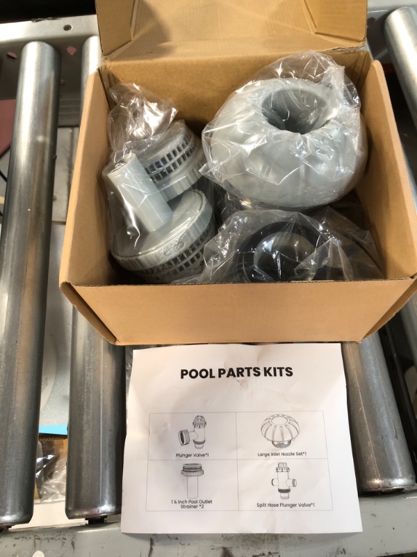 Photo 1 of POOLHACKER Above Ground Swimming Pool Inlet & Outlet Water Replacement Parts Kit, Includes 1.5" Inlet Nozzle, 1.25" Outlet Strainer, Dual Split Hose Plunger Valve & Shut Off Valve