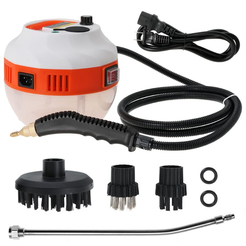 Photo 1 of **FOR PARTS OR REPAIR ONLY**
Handheld Steam Cleaner 2500W Portable, High Temperature Pressurized Steam Cleaning Machine with Brush Heads for Kitchen Furniture Bathroom Car (White &Orange)