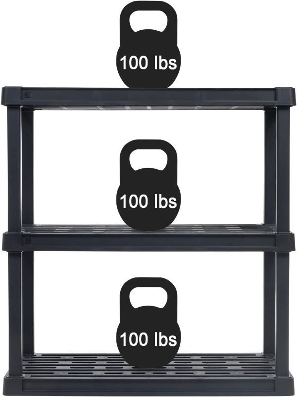 Photo 3 of  IRIS Plastic Garage Shelves, Black 3 Tier