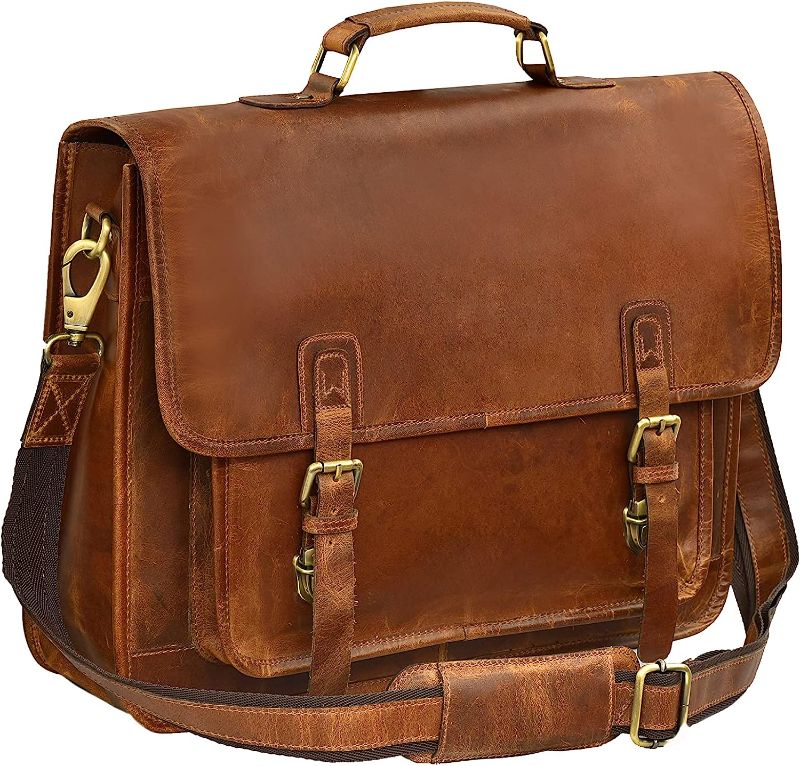Photo 1 of Leather Briefcase Laptop Messenger Crossbody Shoulder Bag 