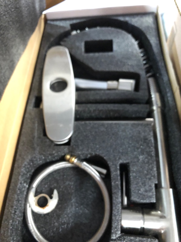 Photo 1 of NeierThodore Spring Kitchen Sink Faucet with Pull Down Sprayer Contemporary Single Handle Stainless Steel Kitchen Faucets 2 Spouts Kitchen Sink Faucet 