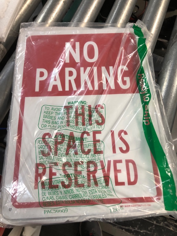 Photo 2 of SmartSign “No Parking - This Space Is Reserved” Sign | 10" x 14" Engineer Grade Reflective Aluminum White