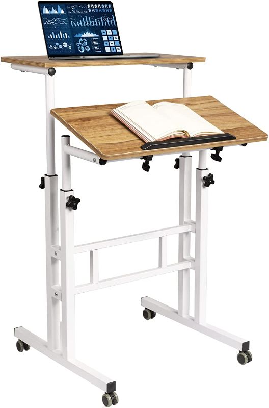 Photo 1 of MIGHT BE MISSING HARDWARE!!*
Hadulcet Small Standing Desk, Mobile Standing Desk Adjustable,, Vintage Oak