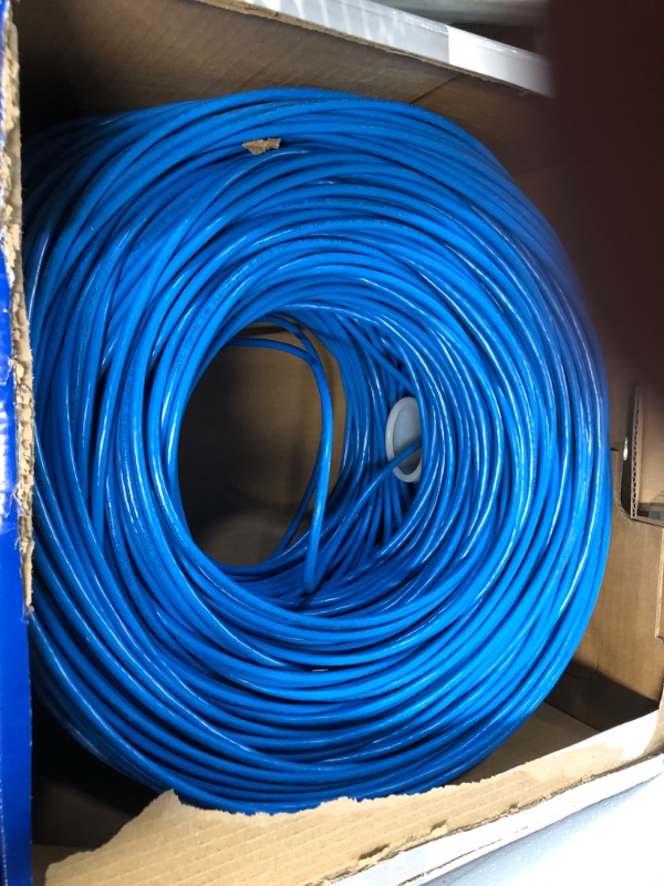 Photo 3 of Cat6 Plenum (CMP) 1000ft Cable, 23AWG | 100% Solid Bare Copper | 550MHz | Unshielded Twisted Pair (UTP) Bulk Ethernet Cable, Available in 10 Colors Blue