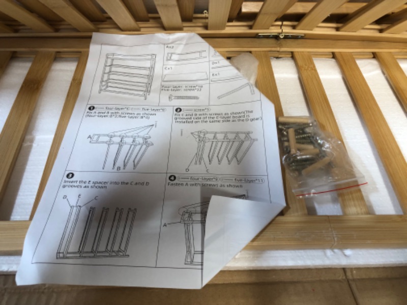 Photo 3 of **PARTS ONLY**
Suwoic Bamboo Shoe Rack Organizer, Nature 4 tier-39.4''