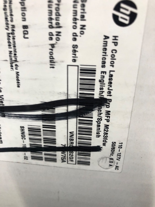 Photo 1 of HP LaserJet M283fdw MFP Color Multifunction Laser Printer,