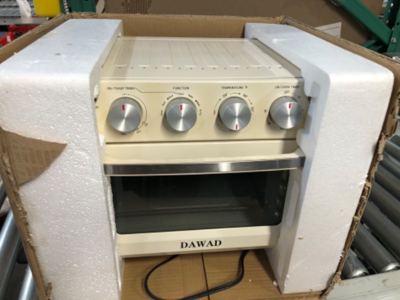 Photo 2 of **WAS UNABLE TO TEST**Dawad Air Fryer Toaster Oven Countertop Small Space Retro Cream White 