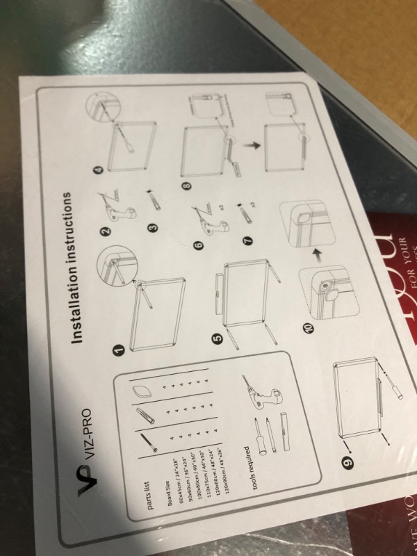 Photo 3 of VIZ-PRO Magnetic Whiteboard/Dry Erase Board, 48 X 36 Inches, Silver Aluminium Frame