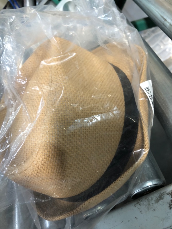 Photo 2 of Straw Fedora Hat Mens Fedora Hats Size: 58cm, for 22" - 22 7/8" 80% Paper Straw, 20% Nylon