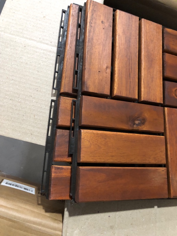 Photo 4 of **SEE NOTES**
Acacia Hardwood Interlocking Deck Tiles - Walnut Grid - 12"×12" 9pcs -