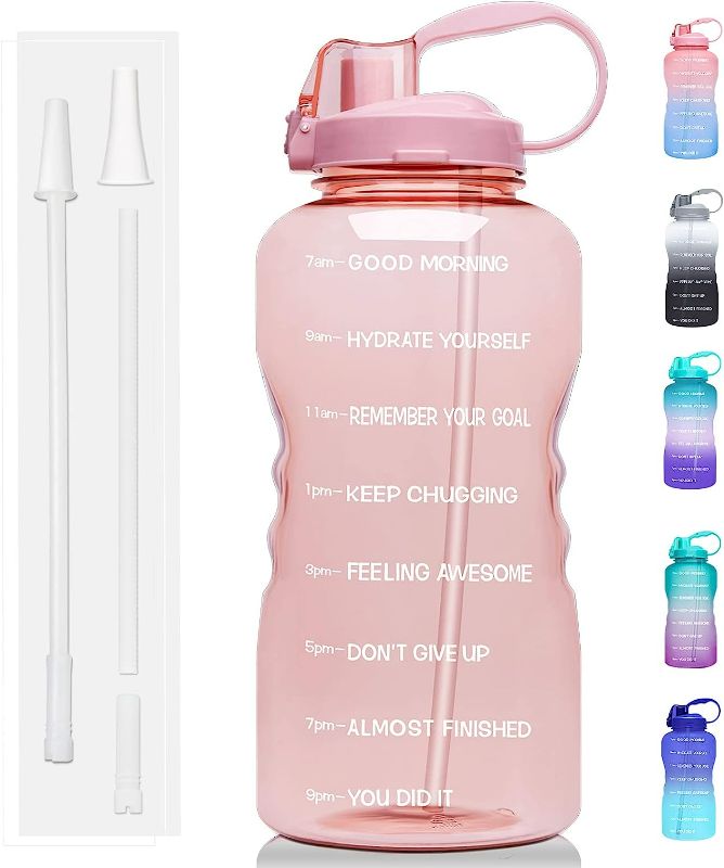 Photo 1 of *SEE NOTES* Giotto Large 1 Gallon/128oz Motivational Water Bottle with Time Marker & Straw - Light Pink