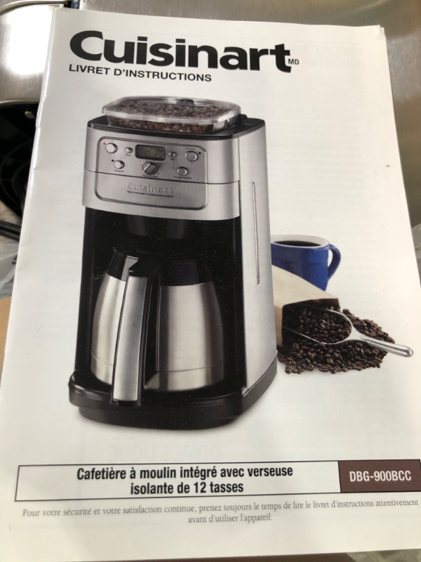 Photo 2 of **PARTS ONLY**
Cuisinart DGB-900BC Grind & Brew Thermal 12-Cup Automatic Coffeemaker
