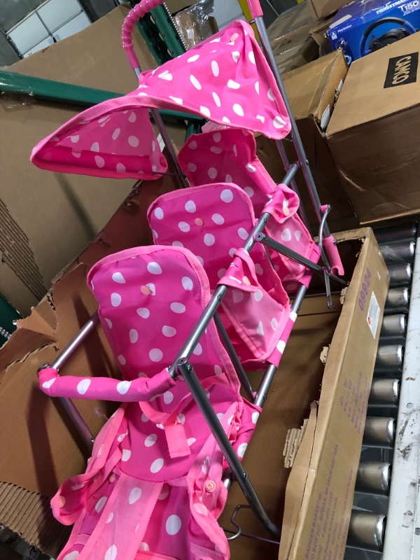 Photo 1 of Badger Basket Triple Doll Stroller - Pink Polka Dots