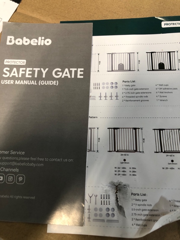 Photo 3 of Babelio Metal 26-40“ Baby Gate Pet Gate with Wall Protectors, Safety Gate for Child and Pets, Pressure Mounted Gate with Door for Stair and Doorway