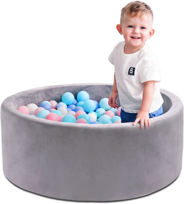 Photo 1 of Foam Ball Pit for Toddlers, 1-3 Year Old Kids Baby Gift Indoor, Soft Velvet Fabric