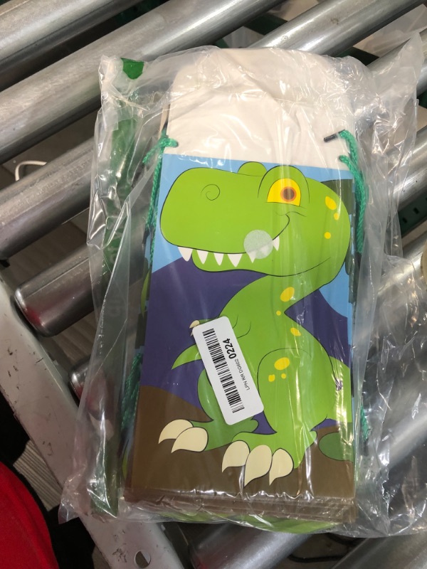 Photo 2 of Dinosaur T-Rex Themed Party Favor Bags with Handle for Dino Birthday Treat (15 Pack)