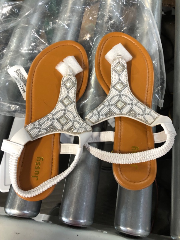 Photo 2 of  Jussy Flat Thong Sandals with T-Strap 7.5 White