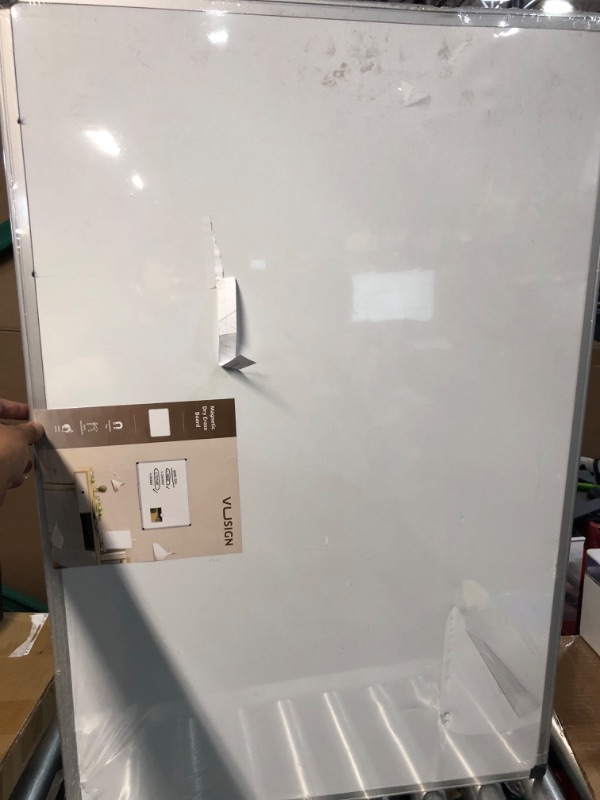 Photo 3 of VUSIGN Magnetic Dry Erase Board, 36 X 24 Inches, Wall Mounted White Board with Pen Tray, Silver Aluminium Frame