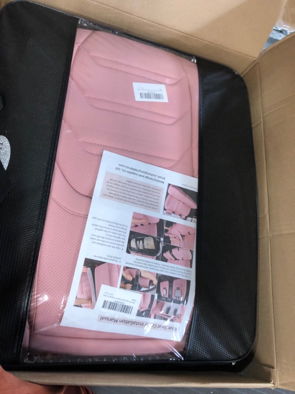 Photo 3 of TIEHESYT Pink Car Seat Covers Front Pair, Breathable Leather Automotive Front Seat Covers with Headrest, 1 Pair Car Seat Covers, Universal Auto Interior Fit for Most Sedans SUV Pick-up Truck Cute Pink Front Pair