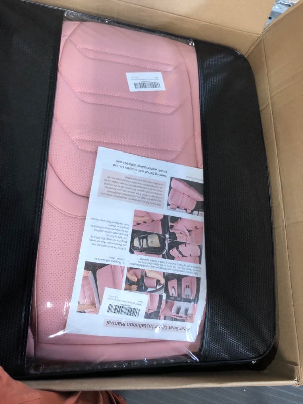 Photo 2 of TIEHESYT Pink Car Seat Covers Front Pair, Breathable Leather Automotive Front Seat Covers with Headrest, 1 Pair Car Seat Covers, Universal Auto Interior Fit for Most Sedans SUV Pick-up Truck Cute Pink Front Pair