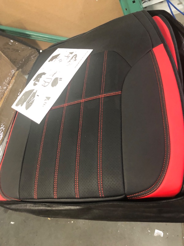 Photo 2 of Truckiipa Car Seat Covers Full Set, Dodge Ram Seat Covers Full Coverage Leather Protector Pickup Truck Accessories, Custom Fit for 2002-2023 Ram 1500 2500 3500 Crew Mega Cab, Red 